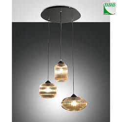 Luminaire  suspension NORDAL 3 flammes E27 IP20, ambre, noir 