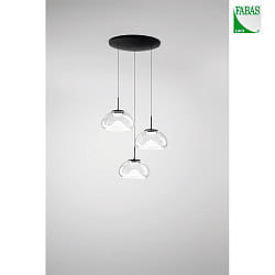 pendant luminaire BRENA 3 flames, round IP20, black dimmable