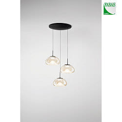 pendant luminaire BRENA 3 flames, round IP20, black dimmable