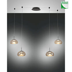 pendant luminaire BRENA 4 flames IP20, black dimmable