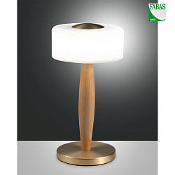 table lamp ELEA IP20, oak, satined brass dimmable