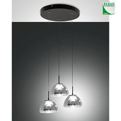 LED Pendelleuchte LUCILLE, 3-flammig, 21W, 2700/3000/4000K, 2250lm, IP20, dimmbar, grau transparent