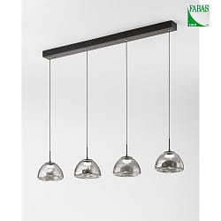 LED Pendelleuchte LUCILLE, 4-flammig, 28W, 2700/3000/4000K, 3000lm, IP20, dimmbar, grau transparent