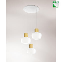 pendant luminaire KINO 3 flames, round IP20, white dimmable