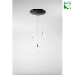 LED Pendelleuchte ARIEL, 3-flammig, 15cm, 21W, 2700/3000/4000K, 2250lm, IP20, dimmbar, transparent/Tropfen