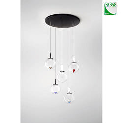 LED Pendelleuchte ARIEL, rund, 5-flammig, 15cm, 35W, 2700/3000/4000K, 3750lm, IP20, dimmbar, transparent/gemischt