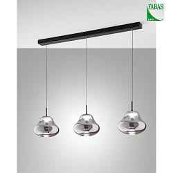 LED Pendelleuchte DEVA, Balken, 3-flammig, 42W, 2700/3000/4000K, 4530lm, IP20, dimmbar, grau transparent