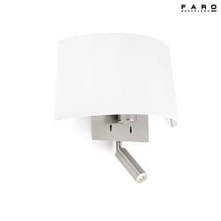 wall luminaire VOLTA E27 IP20, nickel satined, white 