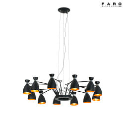 Luci a sospesione RETRO 12-Lampadine E14 IP20, rame, nero opaco 