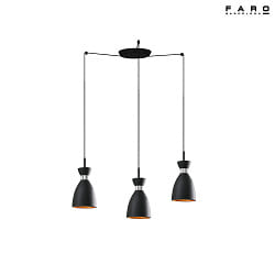 Luci a sospesione RETRO 3-Lampadine E14 IP20, rame, nero opaco 