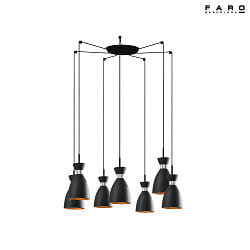 Luci a sospesione RETRO 7-Lampadine E14 IP20, rame, nero opaco 