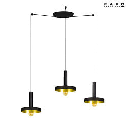 Luci a sospesione WHIZZ 3-Lampadine E27 IP20, oro, nero 