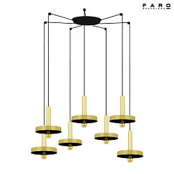 pendant luminaire WHIZZ 7 flames E27 IP20, gold, black 