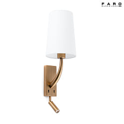 Lampada da parete REM E27 IP20, bianco, oro antico 