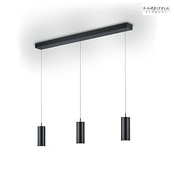 pendant luminaire HELLI-3 3 flames, adjustable, controllable with gestures, with lens optics IP20, black dimmable