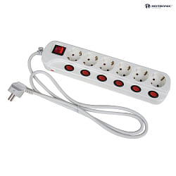 Table socket 6-fold, can be switched off individually and in total, IP20, white