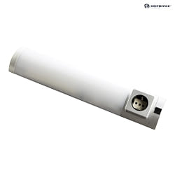 LED Unterbauleuchte DETMOLD, IP20, mit 1 Steckdose + Schalter, Aluminium / PMMA, silber/wei, 44.9cm, 5W 4000K 250lm 120