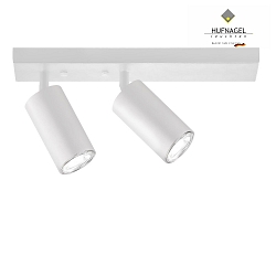 Spotlight CAMINO for wall or ceiling, 2-flame, 2x GU10, rotatable & swiveling, white