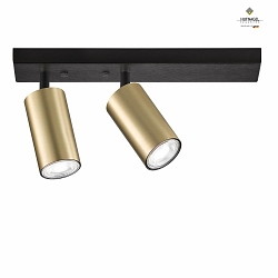 Spotlight CAMINO for wall or ceiling, 2-flame, 2x GU10, rotatable & swiveling, ML Dark Titan / brass spots