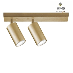 Spotlight CAMINO for wall or ceiling, 2-flame, 2x GU10, rotatable & swiveling, ML Brass