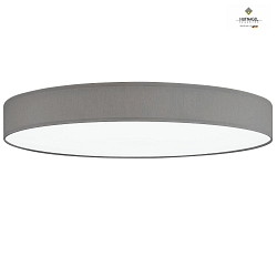 LED ceiling luminaire LUNA,  50cm, 30W 4000K 3600lm, white fabric cover below, dimmable, light grey chintz