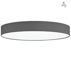 LED ceiling luminaire LUNA,  50cm, 30W 4000K 3600lm, white fabric cover below, dimmable, taupe chintz