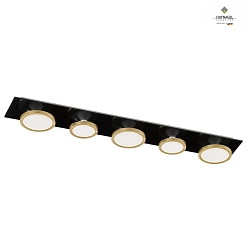 Ceiling luminaire MASKERADE, 5-flame, incl. decorative LED lamps FARLUMA GU10 3000K, glossy black / gold leaf