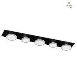 Ceiling luminaire MASKERADE, 5-flame, incl. decorative LED lamps FARLUMA GU10 3000K, glossy black / nickel