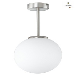 Ceiling luminaire BOCCIA, with spacer, E27, white frosted opal glass / matt nickel,  22cm / height 32cm