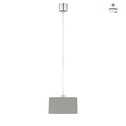 Pendant luminaire LOOP, 1-flame, with chintz shade  25cm, E27, matt nickel / light grey