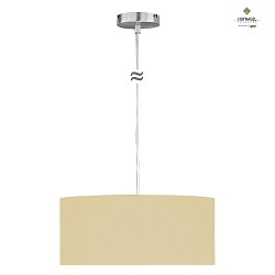 Pendant luminaire MARA,  40cm, 3x E27, matt nickel / white fabric cover below / Chintz, champaign