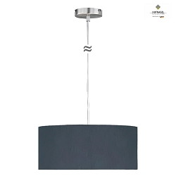 Pendant luminaire MARA,  40cm, 3x E27, matt nickel / white fabric cover below / Chintz, slate