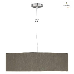 Pendant luminaire MARA,  60cm, 3x E27, matt nickel / white fabric cover below / Chintz, grey-brown