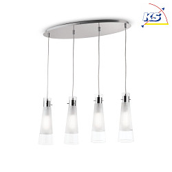 Pendant luminaire KUKY SP4, 4 flames, E27, transparent