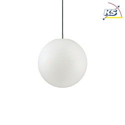 Outdoor Kugel-Pendelleuchte SOLE, IP44, E27, Kunststoff wei / PVC-Kabel schwarz / Baldachin wei,  30cm