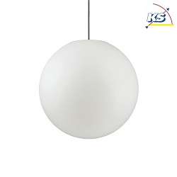 Outdoor Kugel-Pendelleuchte SOLE, IP44, E27, Kunststoff wei / PVC-Kabel schwarz / Baldachin wei,  50cm