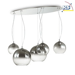 Luminaire  suspension NEMO PLUS 5 flammes E27 IP20, chrome, dgager