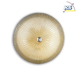 Deckenleuchte SHELL, 5-flammig,  60cm, E27, Bernstein-Splittglas / Messing