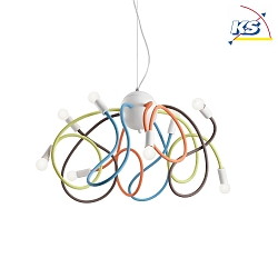 Luminaire  suspension MULTIFLEX 8 flammes, avec bras flexible E14 IP20, multicolore