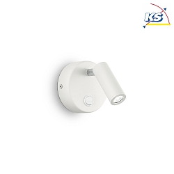 Luminaire mural PAGE ROUND pivotant, avec interrupteur IP20, blanche