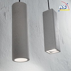 Pendant luminaire OAK SQUARE, IP20, 7 x 7cm, GU10 max. 35W, cement grey / black cable