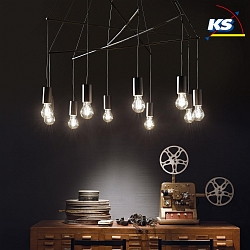 Luminaire  suspension POP 10 flammes, rglable E27 IP20, noir 