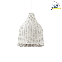 Pendant luminaire HAUNT,  35cm, E27 max. 60W, wicker basket shade, matt white