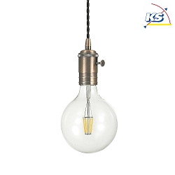 Pendant luminaire DOC, height 137cm, E27 max. 60W, with switch on lamp holder, antique copper