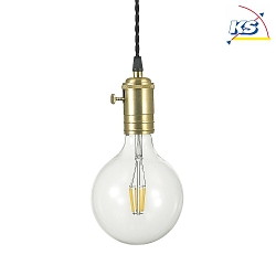 Pendant luminaire DOC, height 137cm, E27 max. 60W, with switch on lamp holder, brass