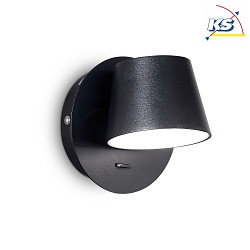 Luminaire mural GIM rotatif, avec interrupteur IP20, satin, noir 