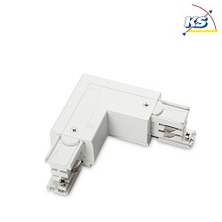 Corner connector for 3-phase power track LINK TRIMLESS, Erde LEFT, standard version On-Off, white