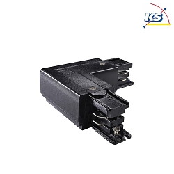 Corner connector for 3-phase power track LINK TRIMLESS, Erde LEFT, standard version On-Off, black