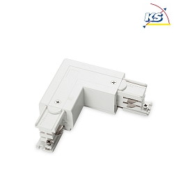 Corner connector for 3-phase power track LINK TRIMLESS, Erde RIGHT, standard version On-Off, white