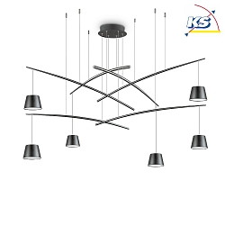 Luci a sospesione FISH 6-Lampadine IP20, nero opaco 